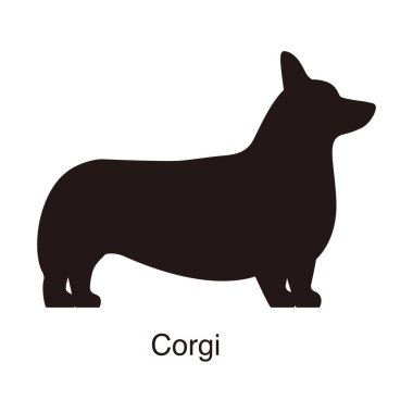 Corgi köpek silueti, yan görünüm, vektör illüstrasyonu