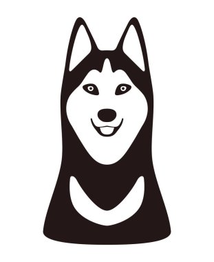 Alaska Malamute hayvan yüzü düz tasarım, vektör illüstrasyonu