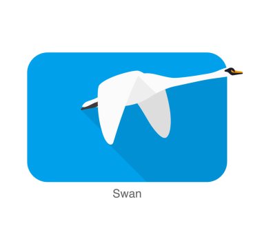 Düz kuğu simgesi tasarımı, çizgi film vektör çizimi