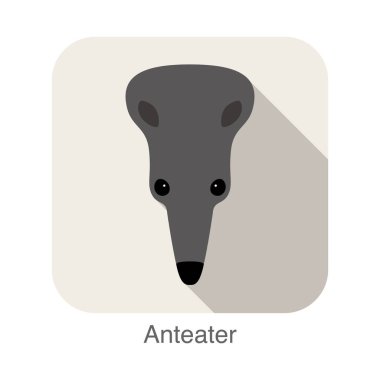 karınca yiyen karikatür yüz, düz simgesi tasarım, vektör çizim