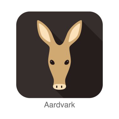 Aardvark karikatür yüz, düz simgesi tasarım, vektör çizim