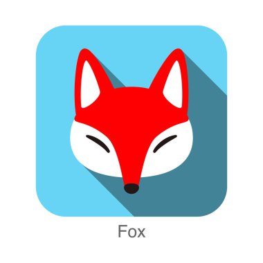 Kızıl Tilki çizgi film yüz, düz simgesi tasarım, vektör çizim