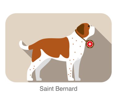 şirin Saint Bernard köpeği düz simgesi, vektör çizim