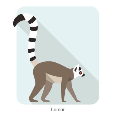 Şirin lemur yere, vektör çizim yürüyüş