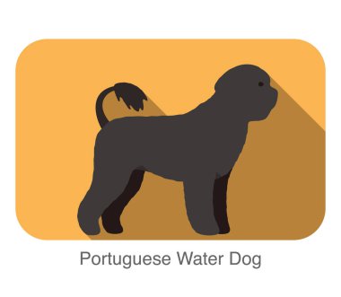 Portekiz su köpeği ırkı düz simgesi tasarım, vektör çizim