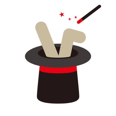 sihirli şapka sevimli tavşan vektör çizim ile