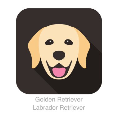 Golden Retriever düz simge tasarımı, vektör illüstrasyonu