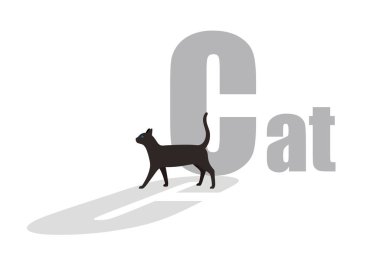 Kedi yürüyen düz 3D simge tasarımı, vektör illüstrasyonu