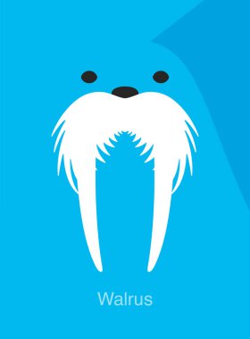 Deniz aygırı yüz simgesi, vektör illüstrasyonu