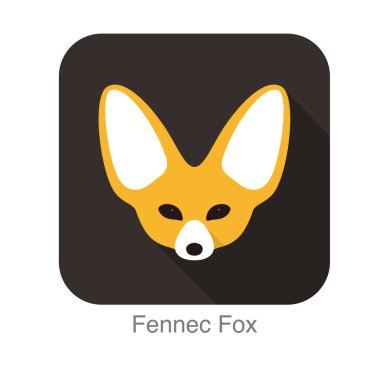 Fennec tilki yüzü düz simge tasarımı, vektör illüstrasyonu