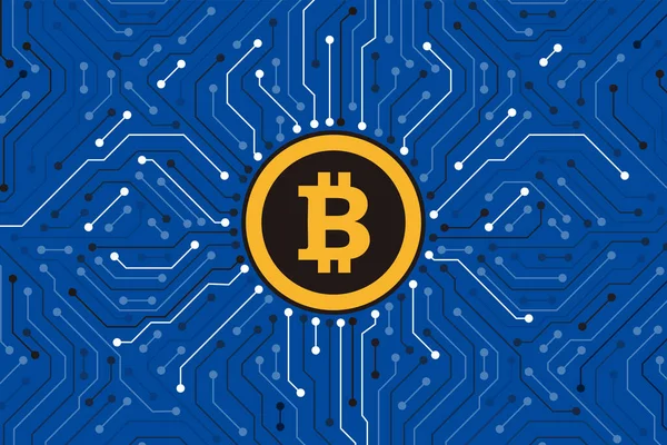 Bitcoin dijital para birimi, gelecekteki dijital para, vektör illüstrasyonu