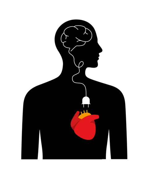 Мозг Сердце Вилка Человека Векторная Иллюстрация — стоковый вектор