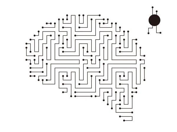 Circuit Imprimé Labyrinthe Cerveau Concept Intelligence Artificielle Illustration Vectorielle — Image vectorielle