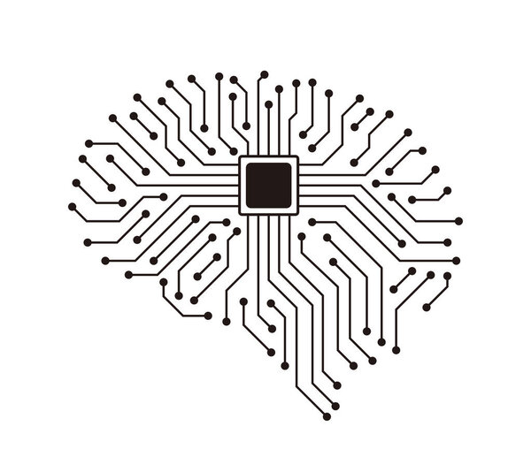 схема, чип и мозг, концепция искусственного интеллекта. векторная иллюстрация