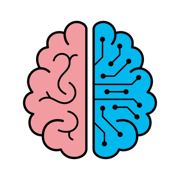 Cerveau Humain Intelligence Artificielle Concept Vue Dessus — Image vectorielle