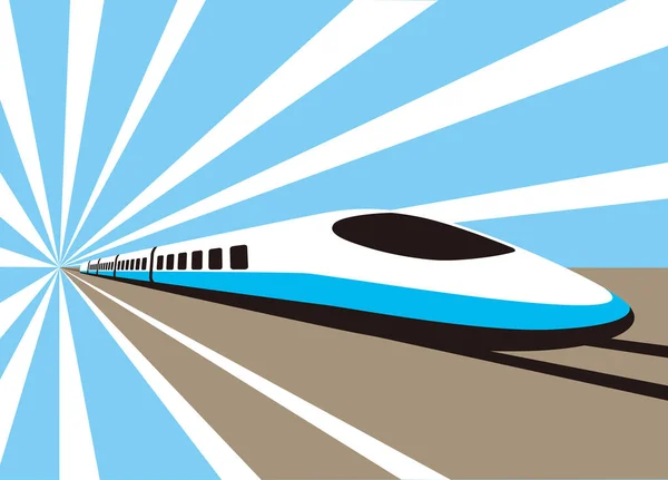 Высокая Скорость Пуля Поезд Выходит Современный Плоский Дизайн Векторные Иллюстрации — стоковый вектор