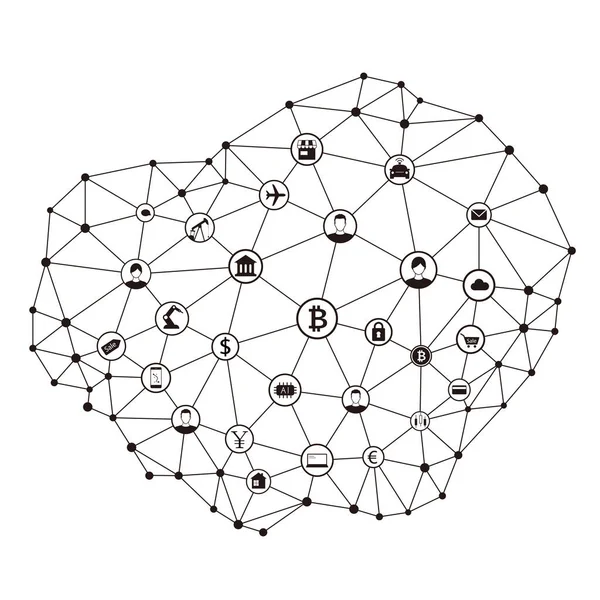 Fond Numérique Blockchain Internet Illustration Vectorielle — Image vectorielle