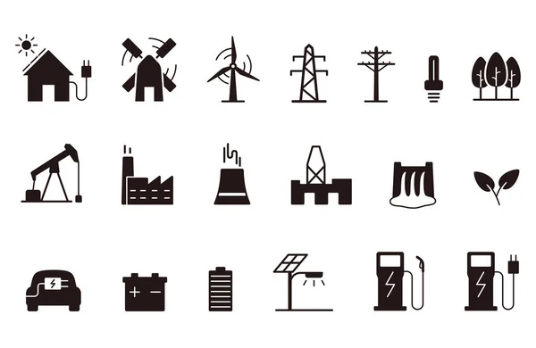 Güç ve enerji vektörü simgeleri ayarlandı