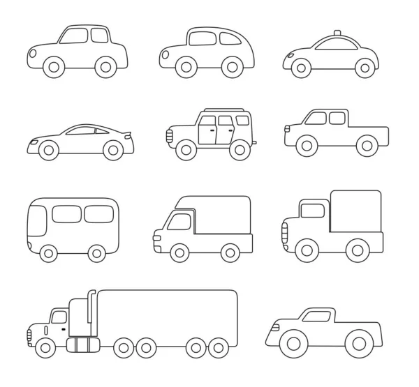 Набор Значков Автомобиля Набросок Векторной Иллюстрации — стоковый вектор