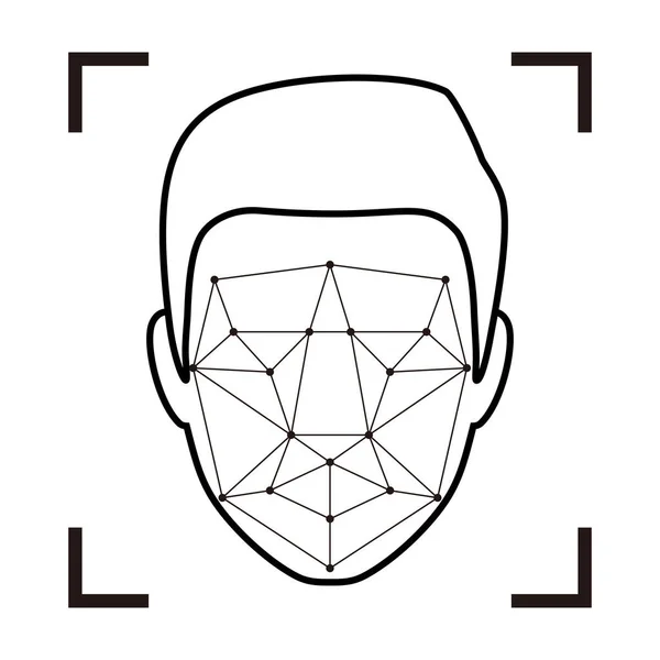 Face Gesichtserkennungssystem Konzeptsymbole Biometrische Identifizierung Persönliche Verifizierung Einfache Vektorillustration — Stockvektor