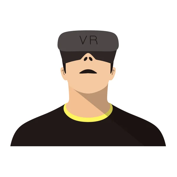 Hombre Que Llevaba Gafas Realidad Virtual Vista Frontal Jugando Ilustración — Archivo Imágenes Vectoriales