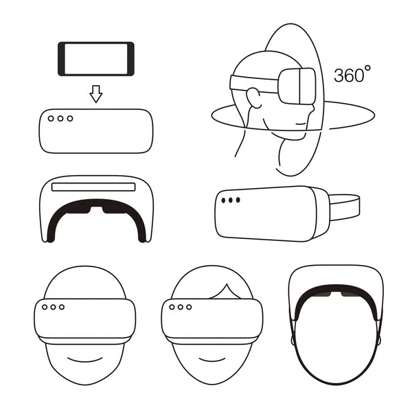 Juego Iconos Gafas Realidad Virtual Ilustración Vectorial — Archivo Imágenes Vectoriales