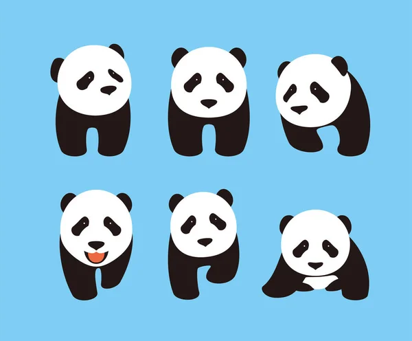 Słodkie Panda Baby Zestaw Płaska Konstrukcja Wektor — Wektor stockowy