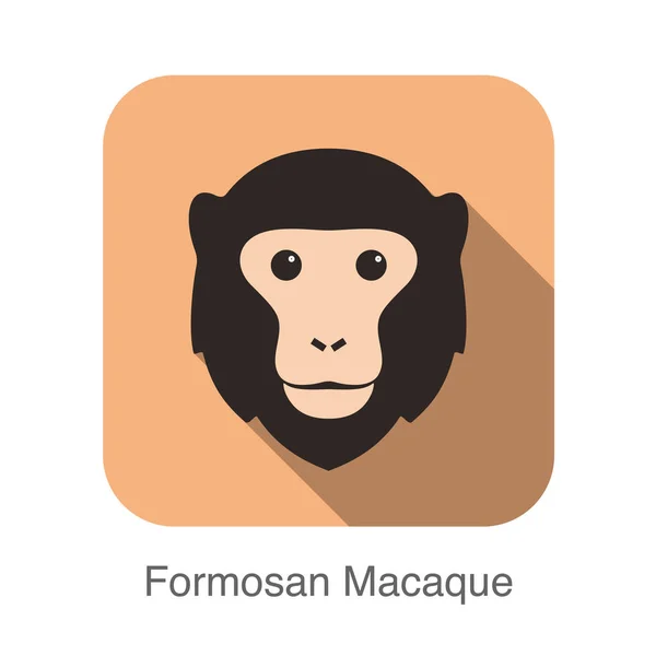 Cara Macaco Bonito Formosan Macaca Plana Ícone Design Ilustração Vetor — Vetor de Stock