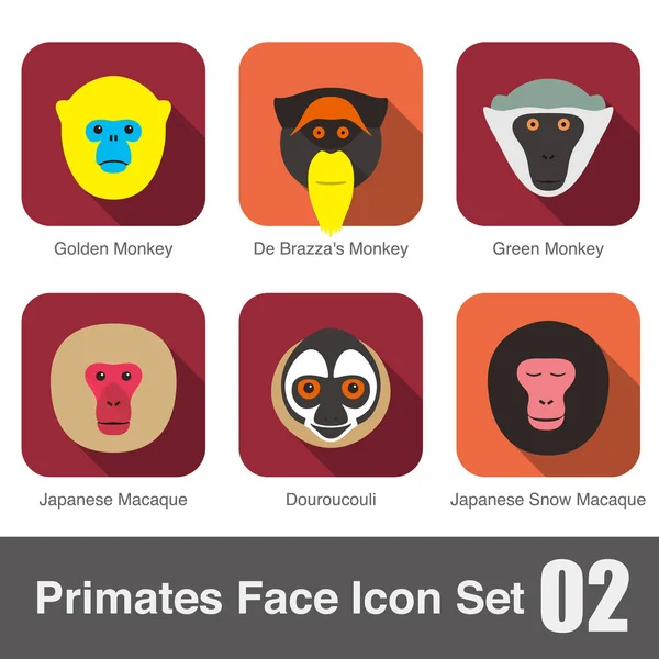vektör çizim sevimli maymun yüzü düz Icon set