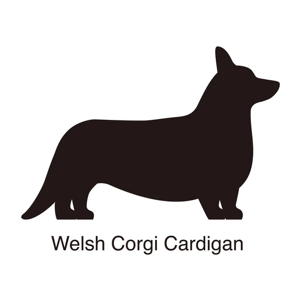 Welsh Corgi Cardigan Cão Silhueta Vista Lateral Ilustração Vetorial — Vetor de Stock