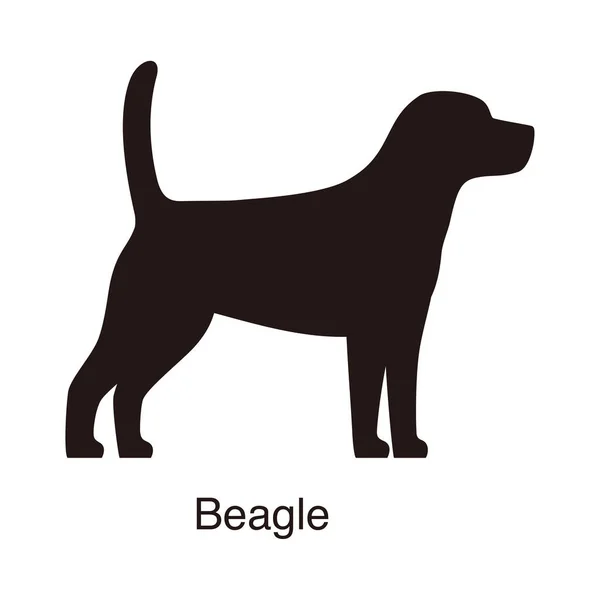 Beagle Köpek Silueti Yan Görüş Vektör Illüstrasyonu — Stok Vektör