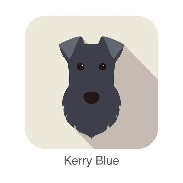 Kerry Blue Terrier Dog Face Portrait Flat Icon Design Vector — 스톡 벡터