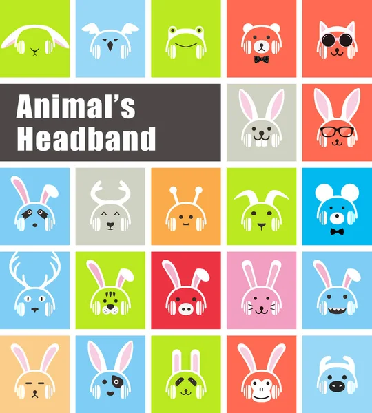 Animals Wear Animal Headband Flat Icon Vector Illustration — Stock Vector
