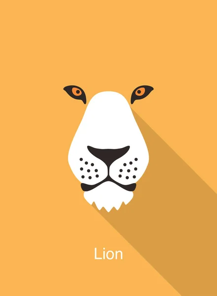 Visage Cartoon Lion Icône Visage Plat Animaux Illustration Vectorielle — Image vectorielle