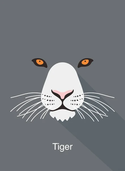 Tiger Cartoon Gesicht Flach Tier Gesichtssymbol Vektor Illustration — Stockvektor