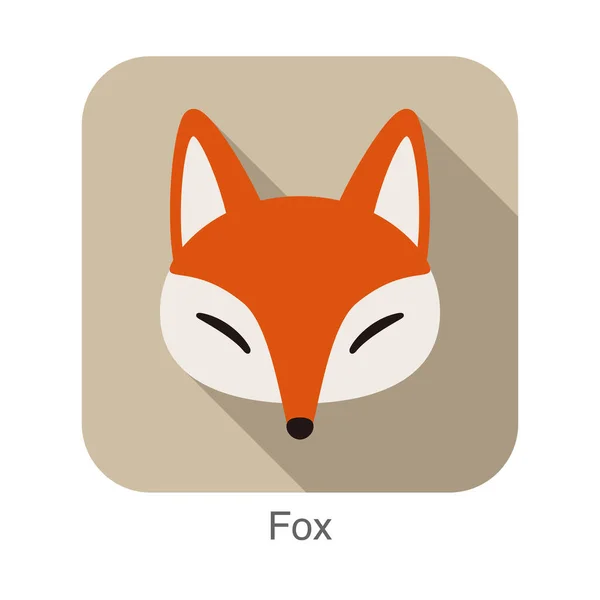 Fronte Del Fumetto Red Fox Icona Piana Design Illustrazione Vettoriale — Vettoriale Stock