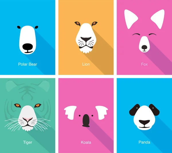Animal Cartoon Face Flat Face Icon Vector Illustration — Stock Vector
