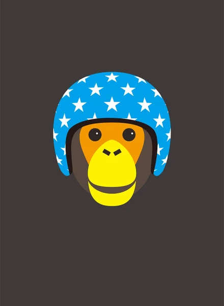Porträt Von Schimpansen Motorrad Helme Tragen — Stockvektor