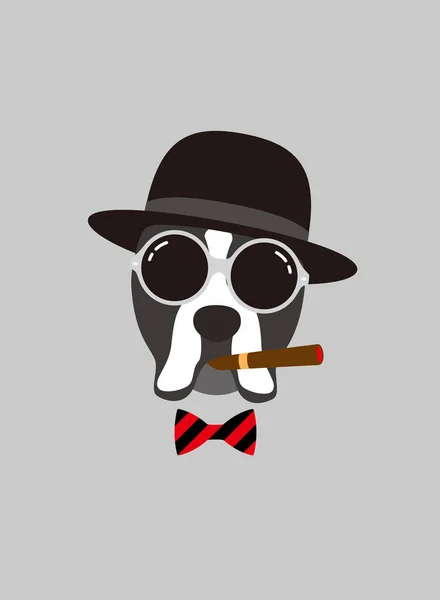 Porträt Von Boxer Hund Etwas Wie Ein Chef Coolen Stil — Stockvektor