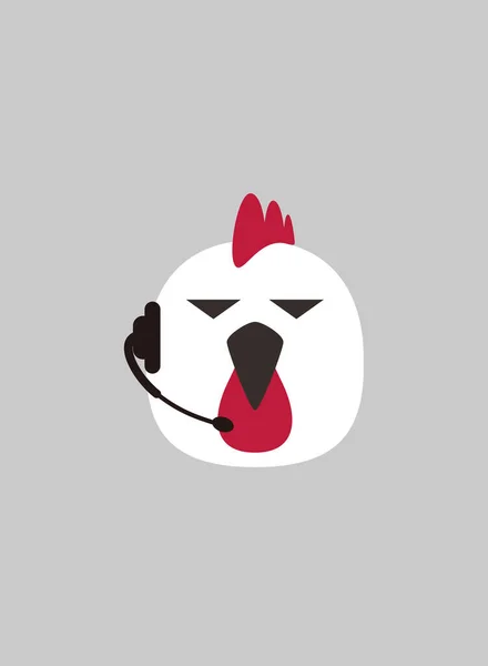 Portrait Coq Portant Casque Comme Opérateur Style Cool — Image vectorielle