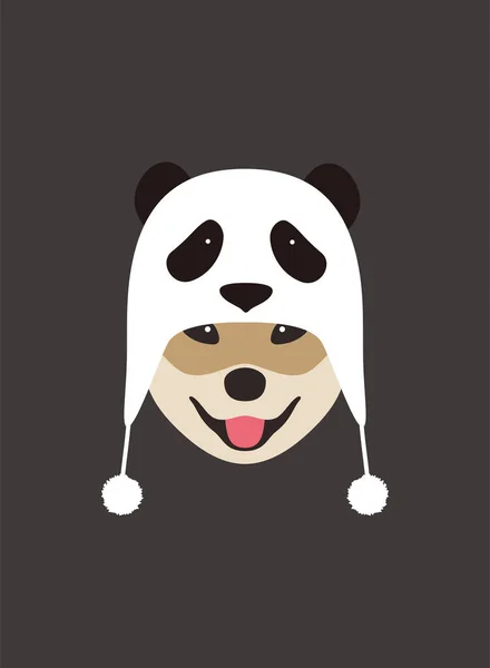 Portret Psa Noszenie Panda Włosów Hoop Fajny Styl — Wektor stockowy
