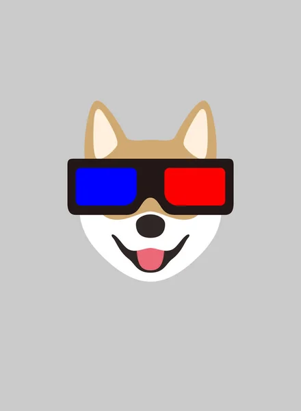 狗的肖像 戴Vr眼镜 酷酷的风格 玩游戏 — 图库矢量图片