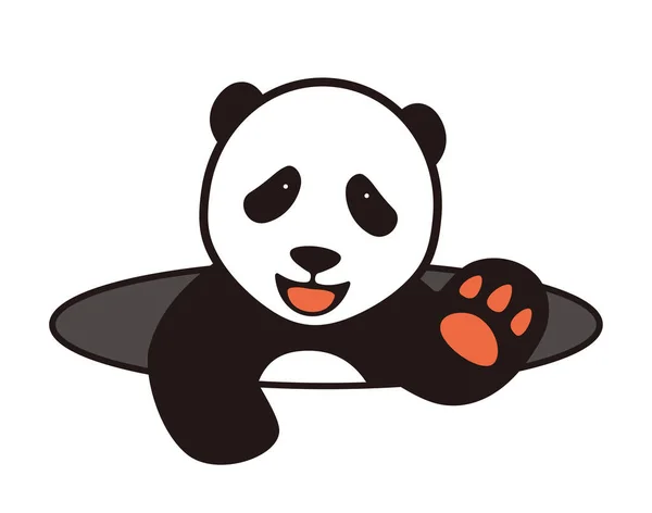 Tatlı panda ayakta duruyor, delikten çık.