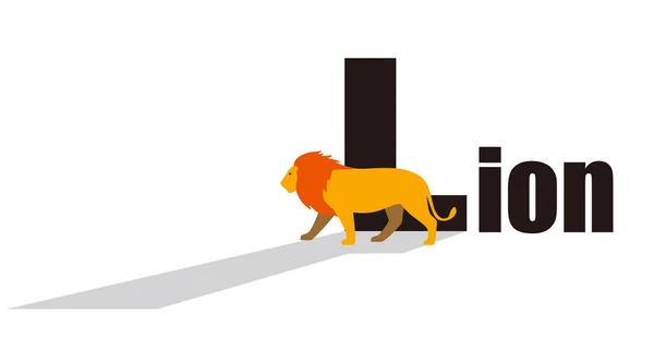 Lion Marchant Côté Plat Icône Design Illustration Vectorielle — Image vectorielle