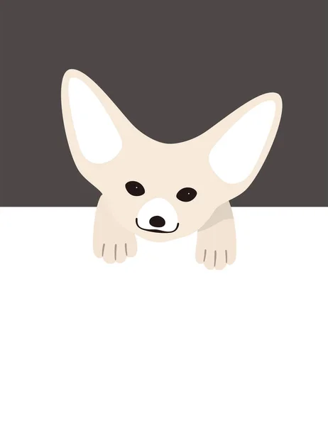 Fennec Zorro Bebé Mentira Sobre Mesa Diseño Icono Plano Vector — Vector de stock