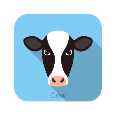 İnek suratlı düz simge tasarımı. Hayvan simgeleri serisi, vektör illüstrasyonu