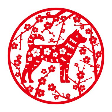 Pencereler için köpek kağıdı kesimi, vektör illüstrasyonu