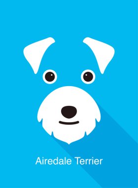 Airedale Terrier köpek yüzü düz simge tasarımı, vektör illüstrasyonu