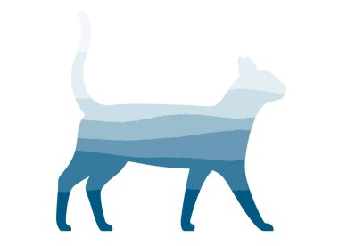 kedi, çiftlik hayvanı ikonu, vektör illüstrasyonu, Çin fırçası resmi, vektör illüstrasyonu