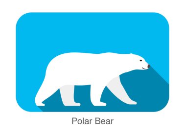 Kutup ayısı yürüyen yan düz 3D simge tasarımı, vektör illüstrasyonu